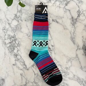 Ace Men's Vibrant Striped Socks - Red, Blue, Black